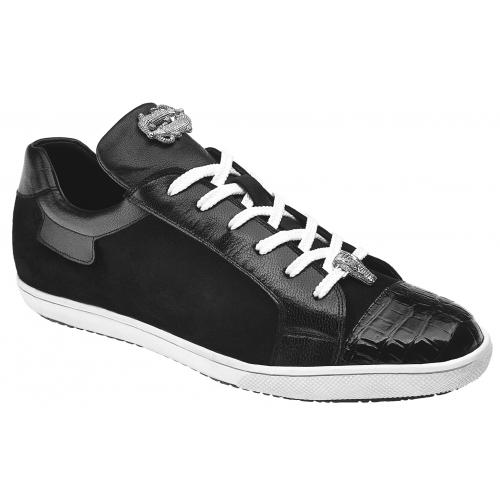 Belvedere "Toro" Black Genuine Crocodile / Suede / Soft Calf Leather Sneakers 33002
